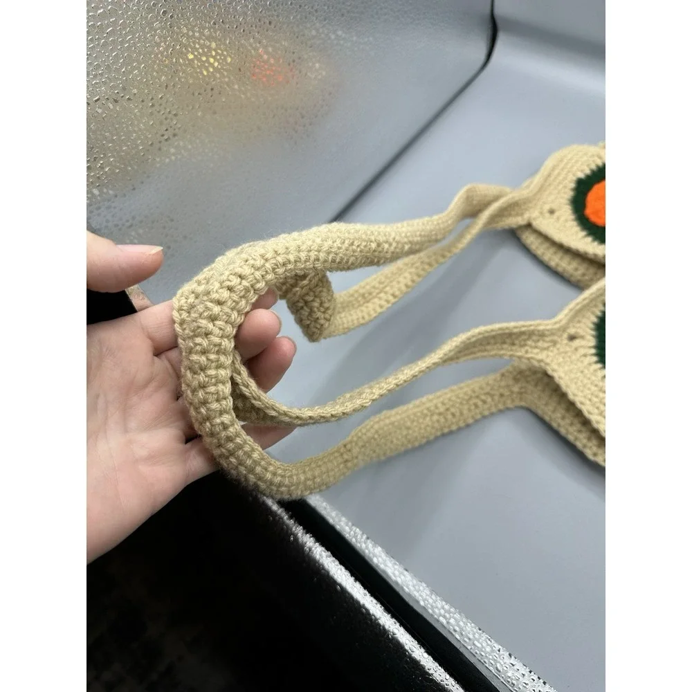 Handmade Mushroom Design Crocheted Hobo Bag
